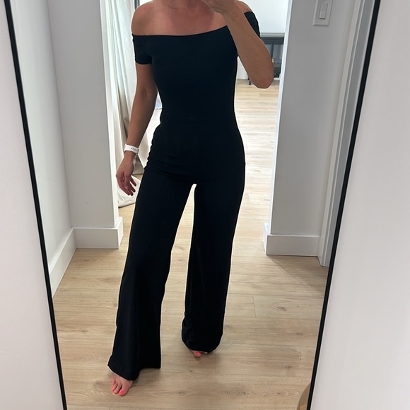 Lulus Pants - Lulu’s Off The Shoulder Jumpsuit